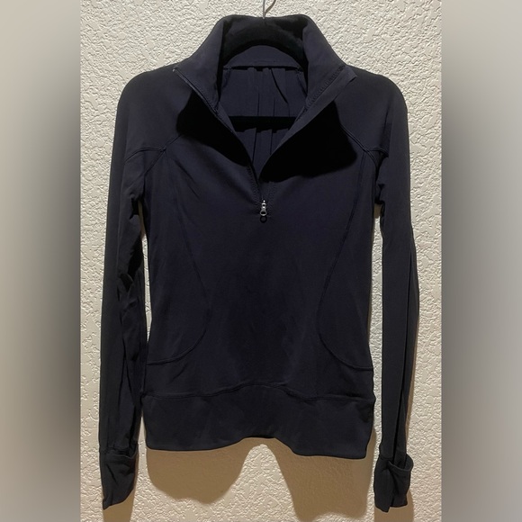 Lululemon Rush Hour 1/2 Zip Black Thumb Holes Size 4 - Picture 9 of 14